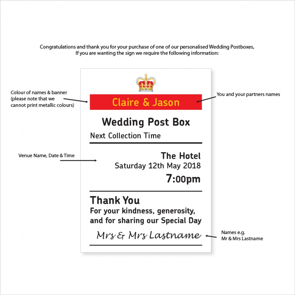 Wedding Post Box Printed Sign